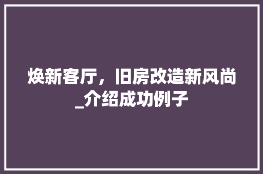 焕新客厅，旧房改造新风尚_介绍成功例子