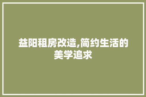 益阳租房改造,简约生活的美学追求